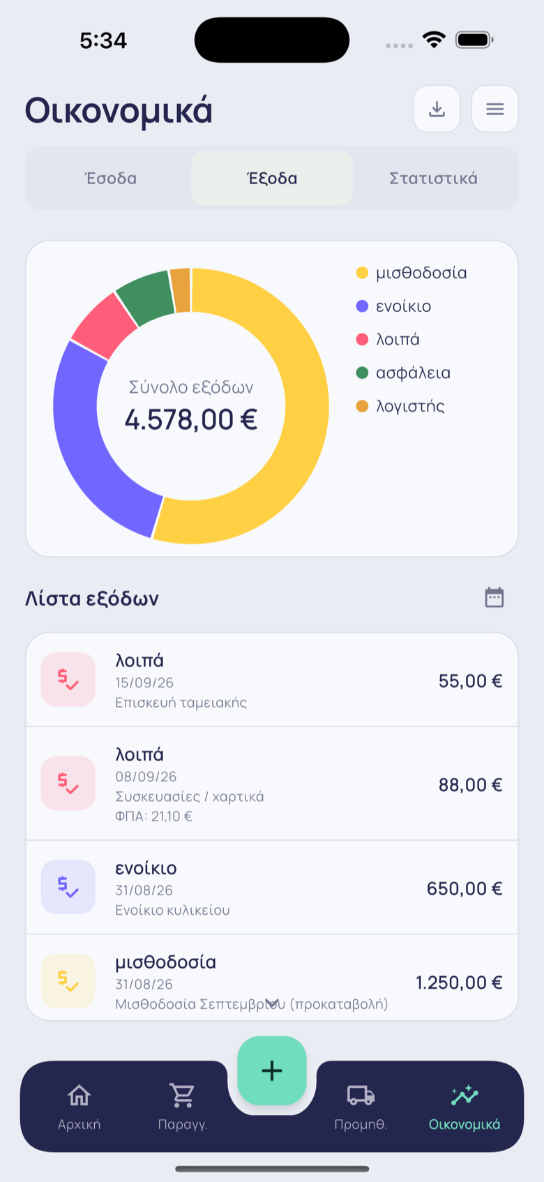 Στιγμιότυπο: Έξοδα